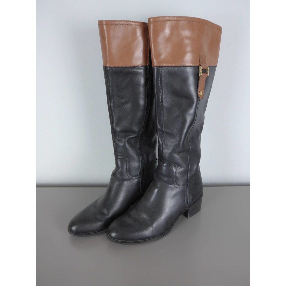 Franco Sarto Leather Calf Boots Black/Brown 8/38